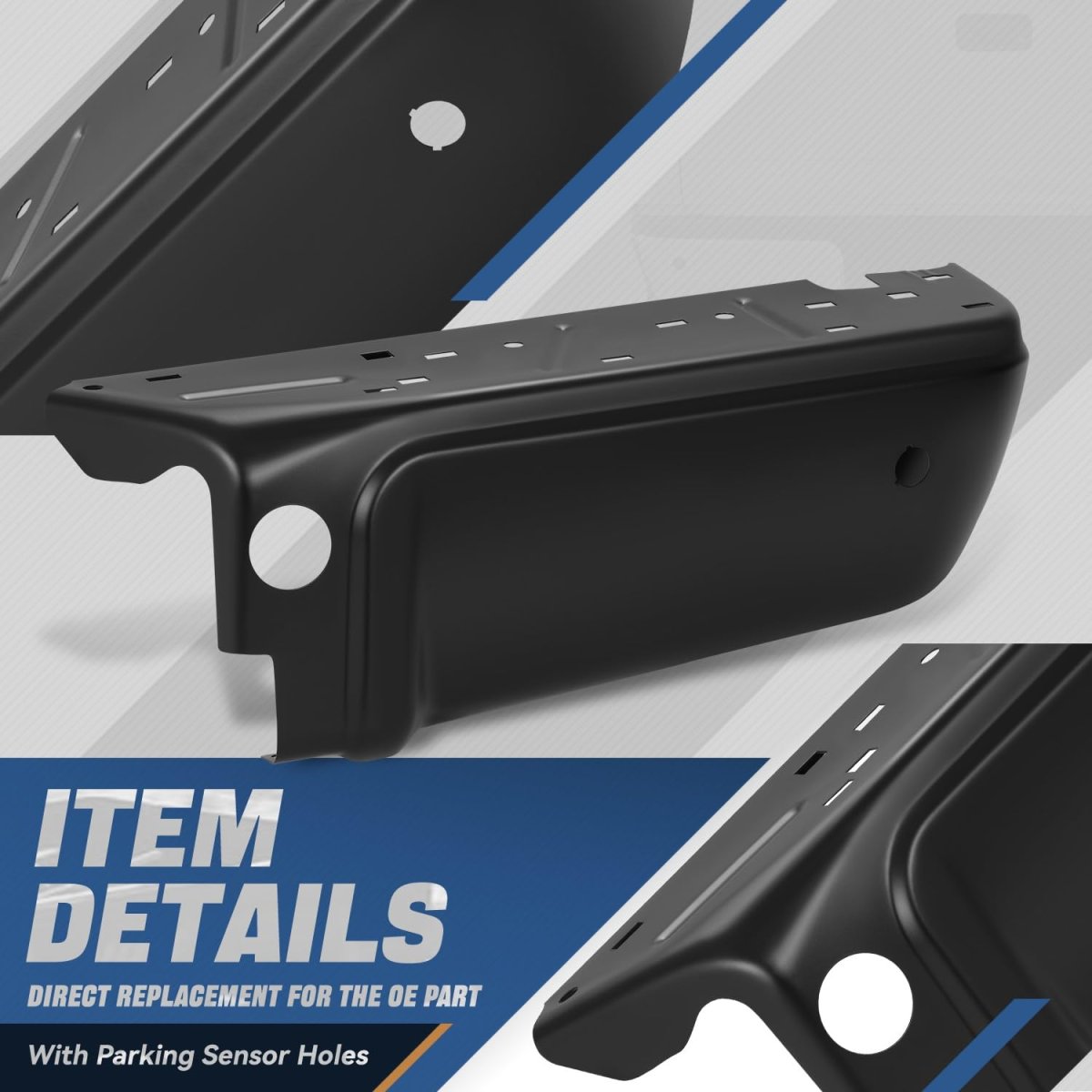 Auto Dynasty Rear Bumper End Cap Replacement For 2008-2016 Ford F-250 350 450 Super Duty W Park Assist Cutouts Passenger Right