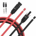 Elfculb Solar Panel Extension Cable-1pair 12awg 30ft Blacki Red With Male Female Connectors Pv Cable Wire Extra Pair Of Adaptor 