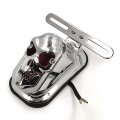 Httmt Xh3118b-b-cd Chrome Red Metal Skull Brake Tail Light Signal Compatible With Motorcycle Bike