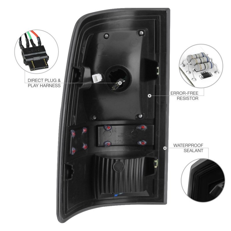 Black Smoke Led Tail Brake Light Housing Lamp Assembly For 2009-2018 Dodge Ram 1500 2500 3500 Incandescent Model Driver And
