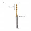 Uxcell Metric Spiral Point Machine Screw Tap M3 Thread H2 Cobalt Titanium Plating M35 Hss