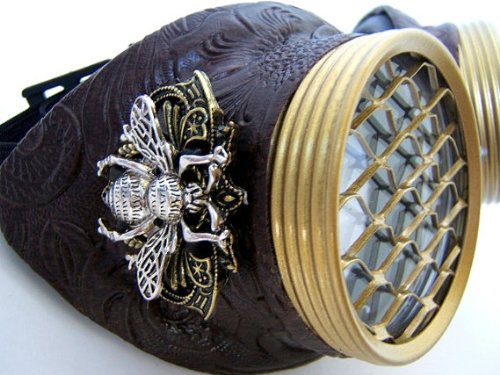 Steampunk Goggles Large Bee Siding Honeycomb Brass Caps