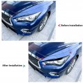 Car Eyelids Sticker 2pcs Headlight Eyebrow Cover Left Right Front Eyelid Trim Replacement For Infiniti Q50 2014 To 2023 Glossy