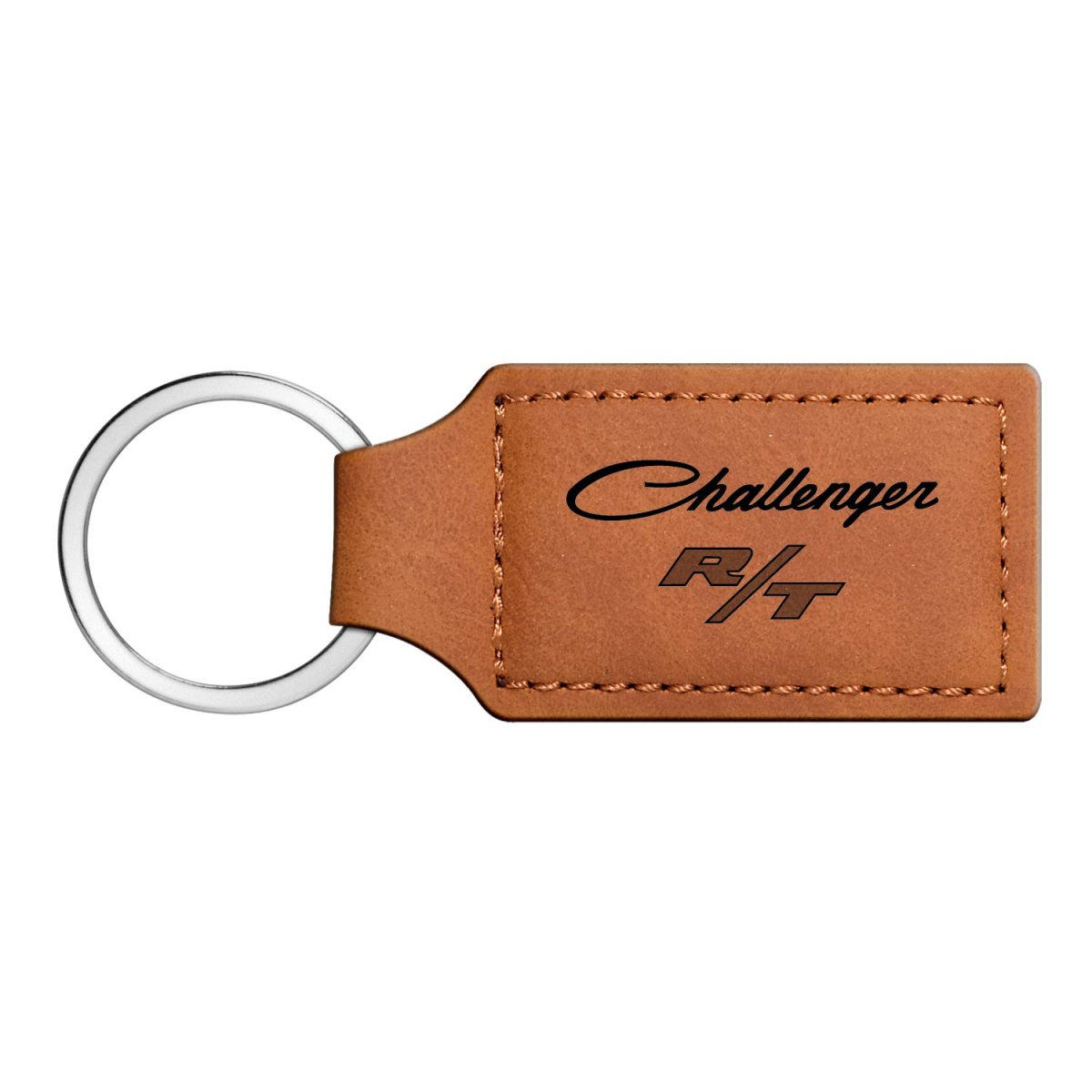 Dodge Challenger R T Classic Rectangular Brown Leatherette Key Chain 3 75 In X 1 25 Faux Leather Automotive Keychain