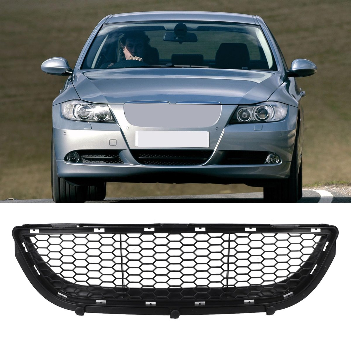 Car Bumper Face Bar Grilles Lower Center Grille 51118047365 Front Mesh Ventilation Grill For 3 Series E90 E91 2009 To 2012