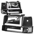 6pcs Black Housing Clear Corner Led Tube Drl Headlight Bumper Lamps Compatible With Ford F150 F250 F350 Bronco 92-96