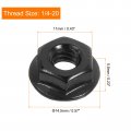 Uxcell 1 4-20 Serrated Flange Hex Lock Nuts 15pcs 304 Stainless Steel Non-slip Hexagon Nut Full Thread Bright Finish Black