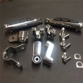 Smt-front Rider 1 Stiletto 4475 Foot Peg Clamps Compatible With Shadow Ace Magna Valkyrie Chrome Body Black Rubber New