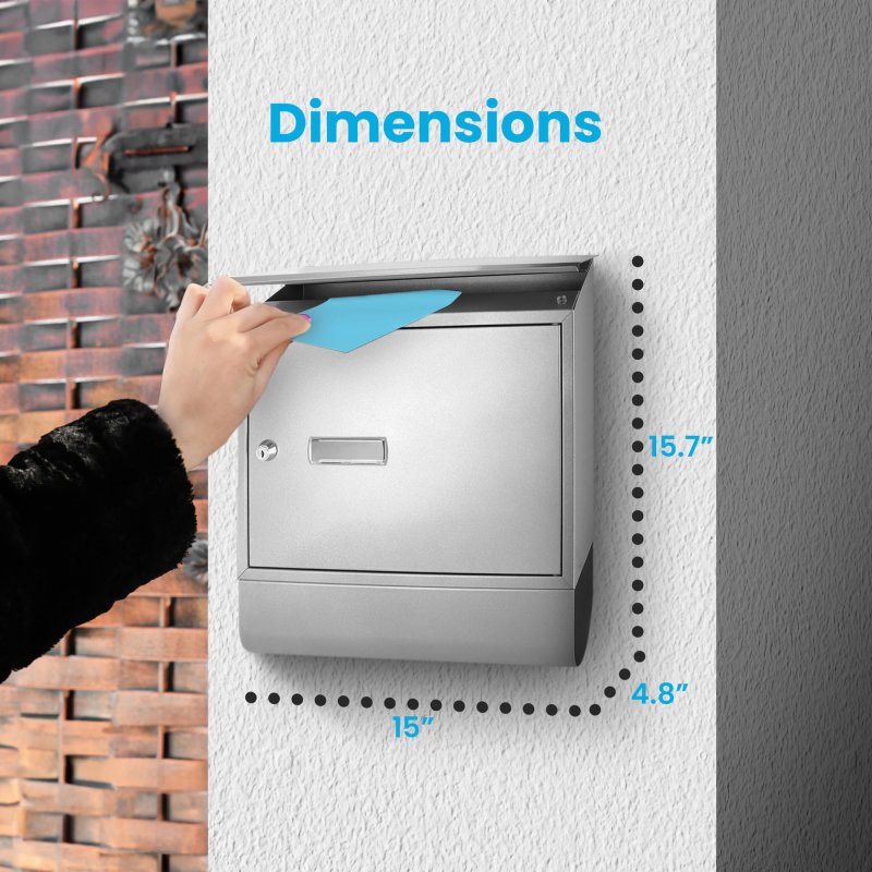 Serenelife Modern Large Capacity Mailbox Lockable Wall Mount Mail Box Made From Galvanized Metal To Protect The Elements Theft