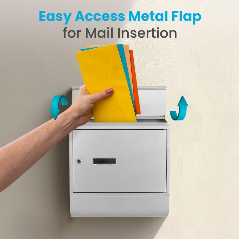 Serenelife Modern Large Capacity Mailbox Lockable Wall Mount Mail Box Made From Galvanized Metal To Protect The Elements Theft