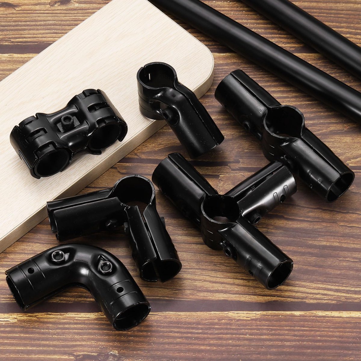 4 Pcs Double Port Parallel Pipe Clamps 1-1 8 Saddle Hollow Metal Connectors Corner Fittings End Rails Clamp With Screws For Diy