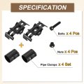 4 Pcs Double Port Parallel Pipe Clamps 1-1 8 Saddle Hollow Metal Connectors Corner Fittings End Rails Clamp With Screws For Diy