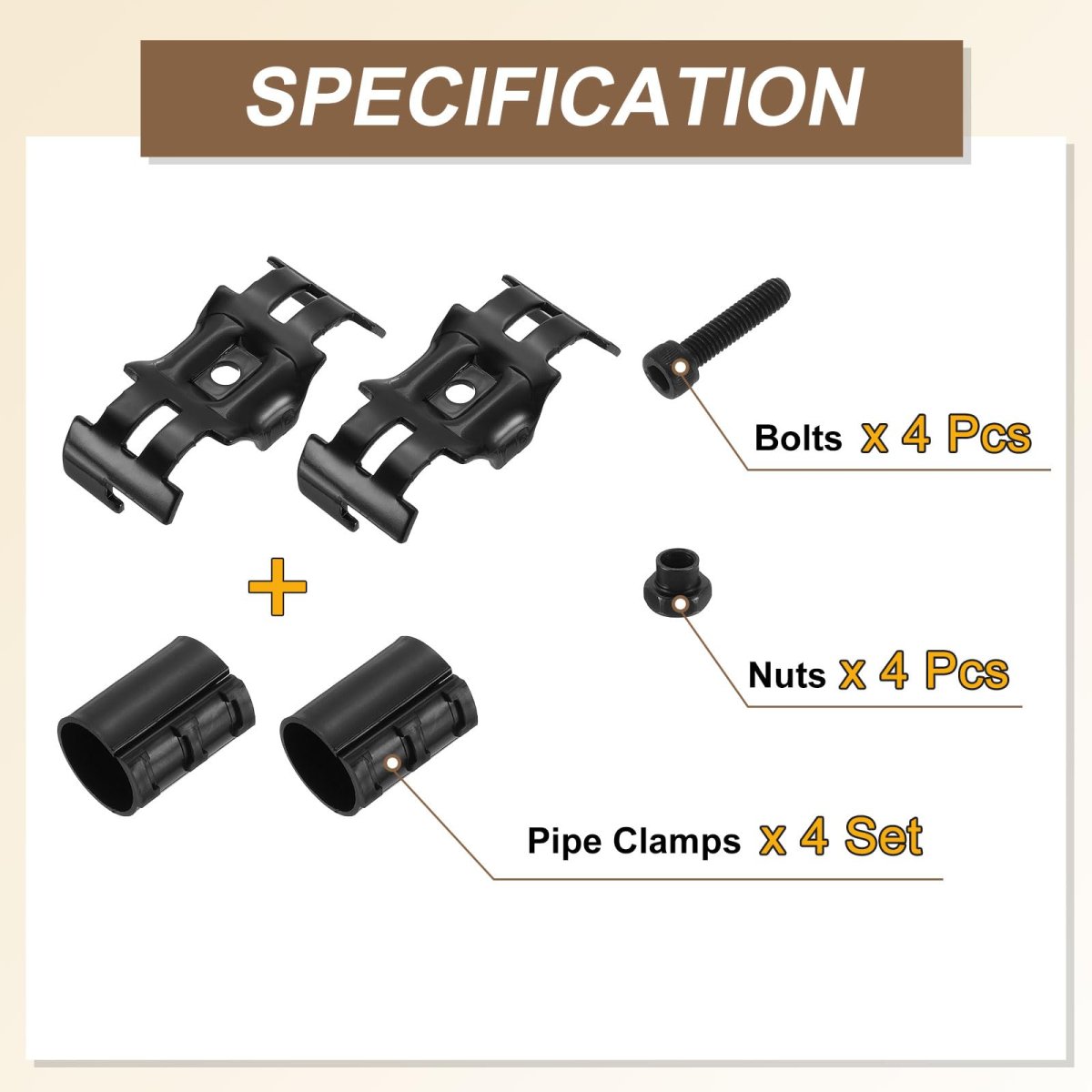 4 Pcs Double Port Parallel Pipe Clamps 1-1 8 Saddle Hollow Metal Connectors Corner Fittings End Rails Clamp With Screws For Diy
