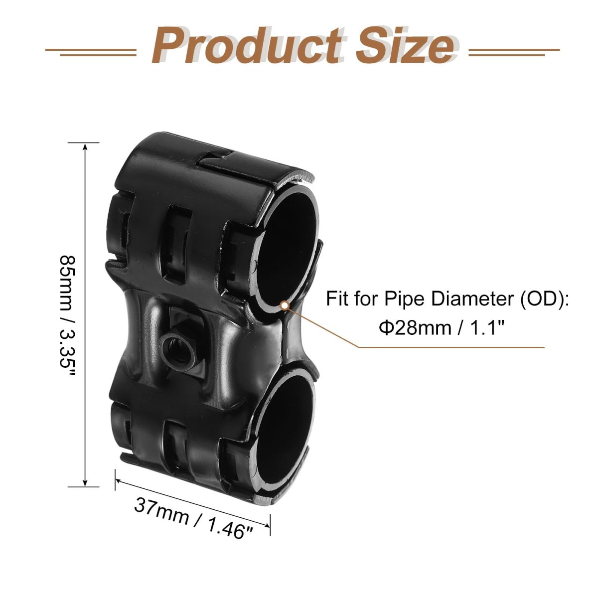 4 Pcs Double Port Parallel Pipe Clamps 1-1 8 Saddle Hollow Metal Connectors Corner Fittings End Rails Clamp With Screws For Diy