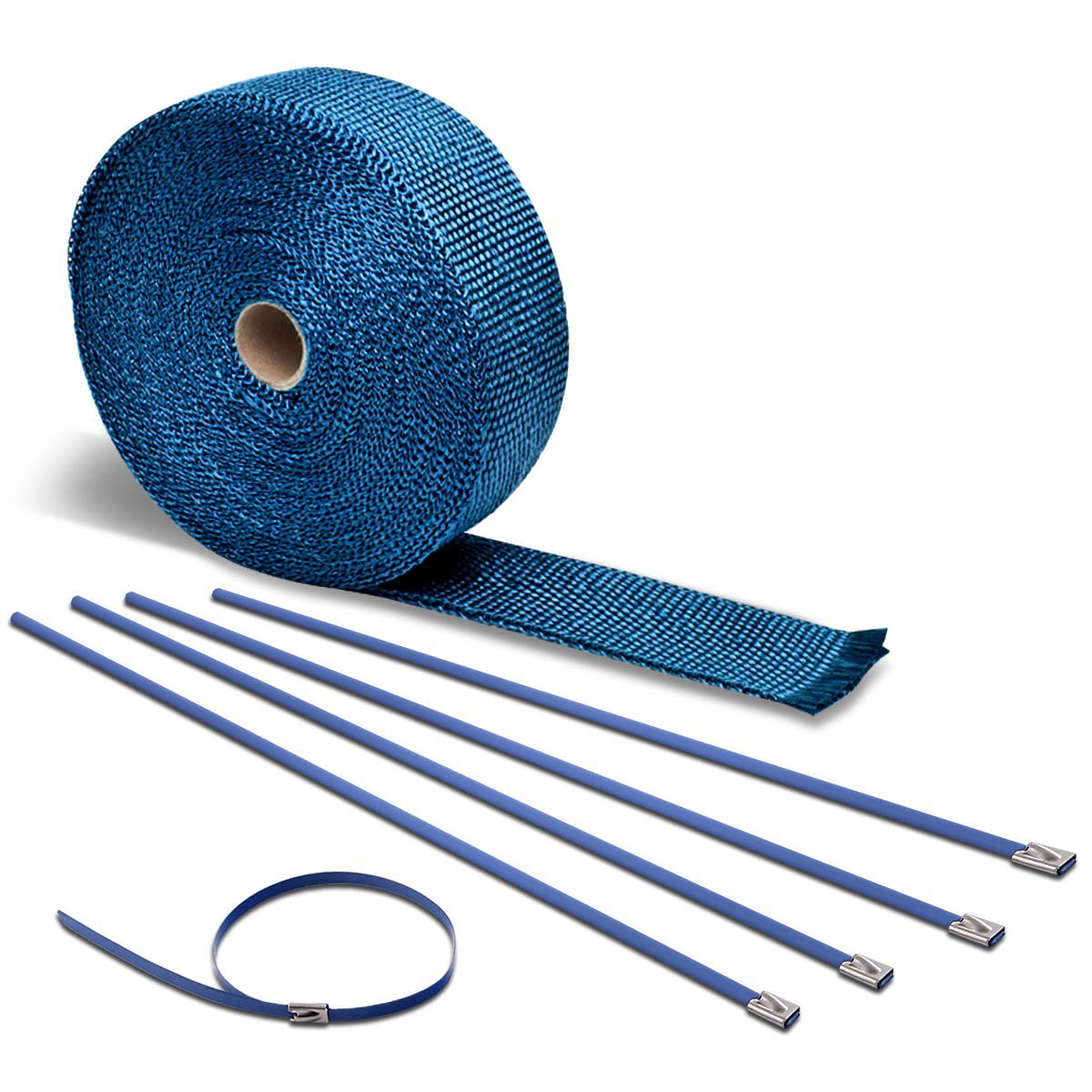 Auto Dynasty 10m Exhaust Heat Wrap 12 Inches Long 5mm Width Blue Zip Tie