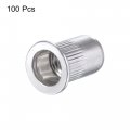 Uxcell M8 Rivet Nuts Aluminium Alloy Knurled Flat Head Threaded Insert Nut Silver 100pcs
