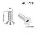 Uxcell M5x16mm Flat Head Machine Screws Inner Hex Screw 304 Stainless Steel Fasteners Bolts 40pcs