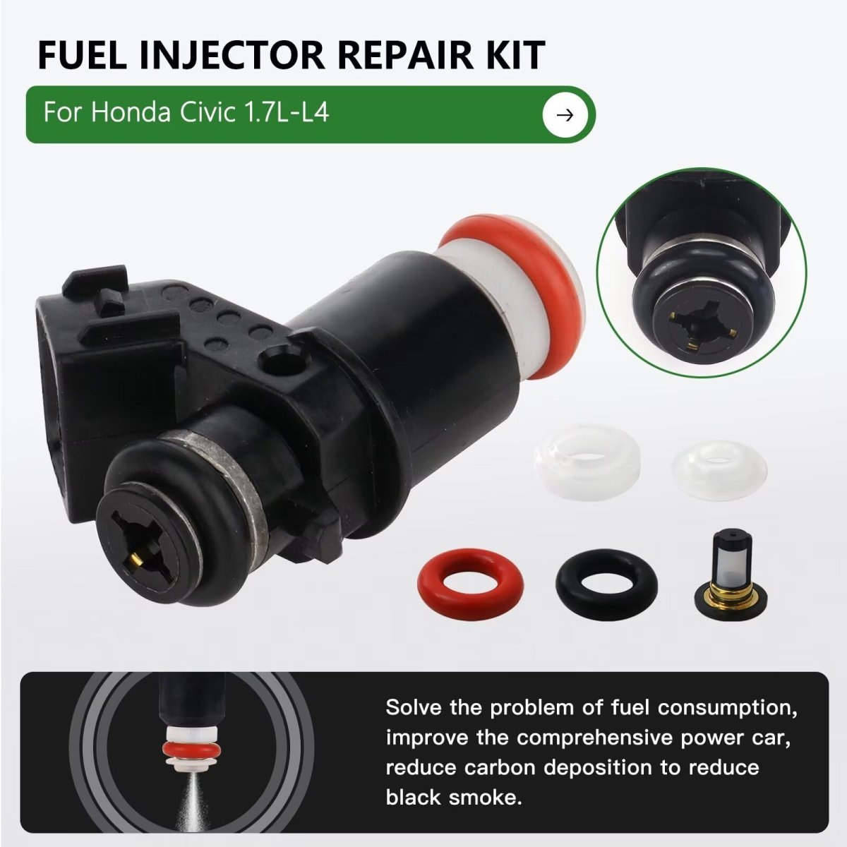 4 Pack Fj338 Fuel Injector Service Repair Kits For 2001 Honda Civic Lx Coupe 2-door 1 7l 1668cc L4 Gas Sohc Naturally Aspirated