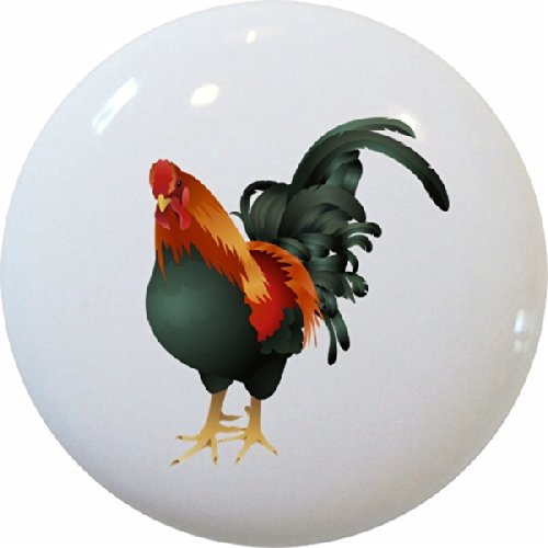 Carolina Hardware And Decor 1941-2 Green Rooster Ceramic Cabinet Drawer Knob