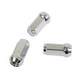 24pc Silver Chrome Bulge Lug Nuts Metric 14x1 5 Threads Conical Cone Taper Acorn Seat Closed End Long Extended 1 8 Length