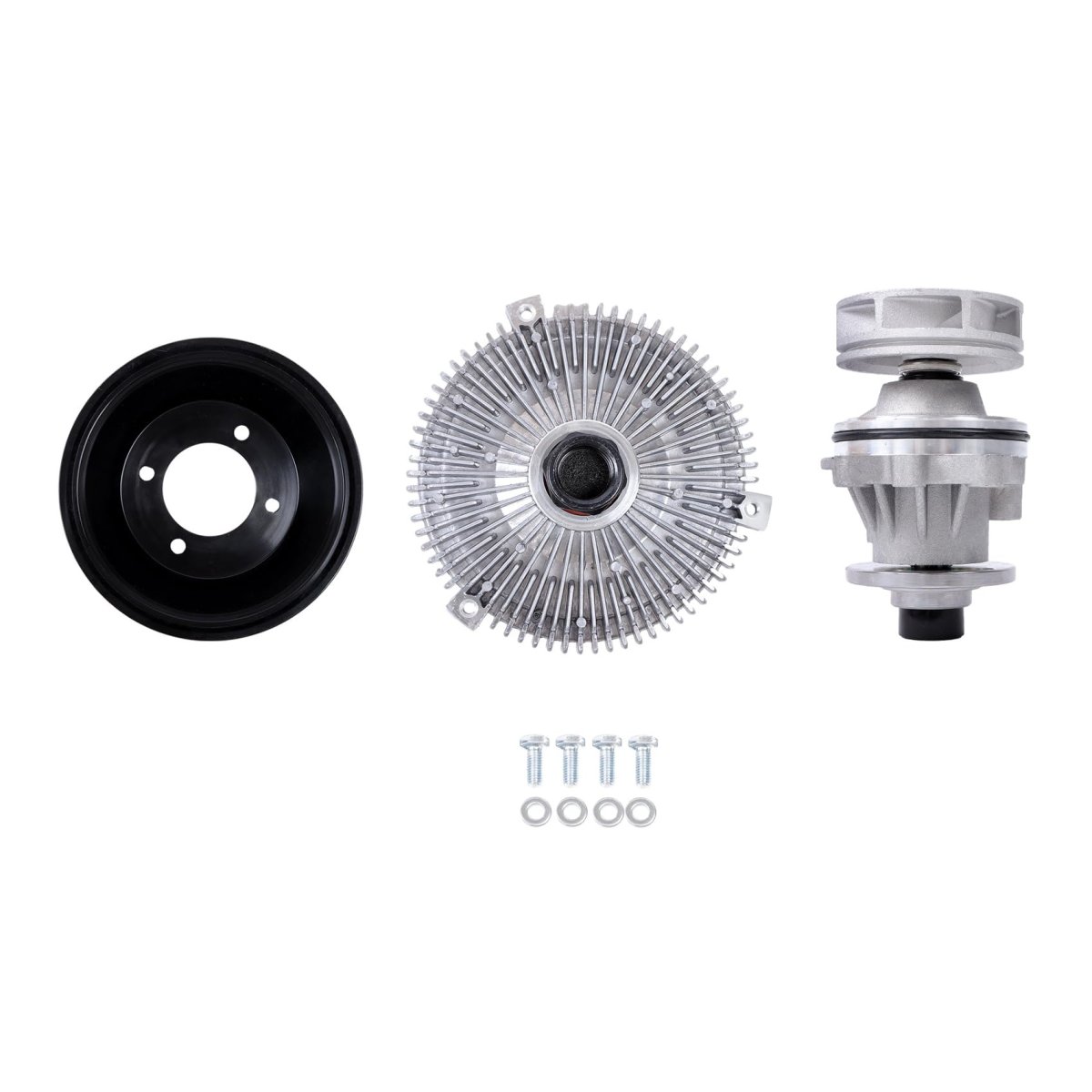 Water Pump Metal Impeller Fan Clutch Pulley Set Kit Replacement For Bmw E39 X5 E53 E46
