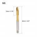 Uxcell Spiral Point Plug Threading Tap M6 X 0 75 Ground Threads H2 3 Flutes High Speed Steel Hss 6542 Titanium Coated Metric