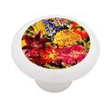 Mid Day Flowers Decorative High Gloss Ceramic Drawer Knob 