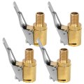 4pcs Tire Air Chuck With Clip Adapter Brass Locking Inflator Nozzle Connect 