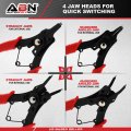 Abn Snap Ring Pliers Set 5 Pc Interchangeable Jaw Head C Clip A Straight 45 And 90 Degree Angled Jaws