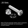 Uxcell M8 X 60mm Plastic Phillips Machine Screws With Nuts And Flat Washers Pc Head Bolts Transparent 20 Sets