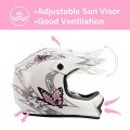 Tcmt Dot Certified Youth Pink Butterfly Dirt Bike Atv Offroad Street Motorcycle Motocross Helmet Goggles Gloves S