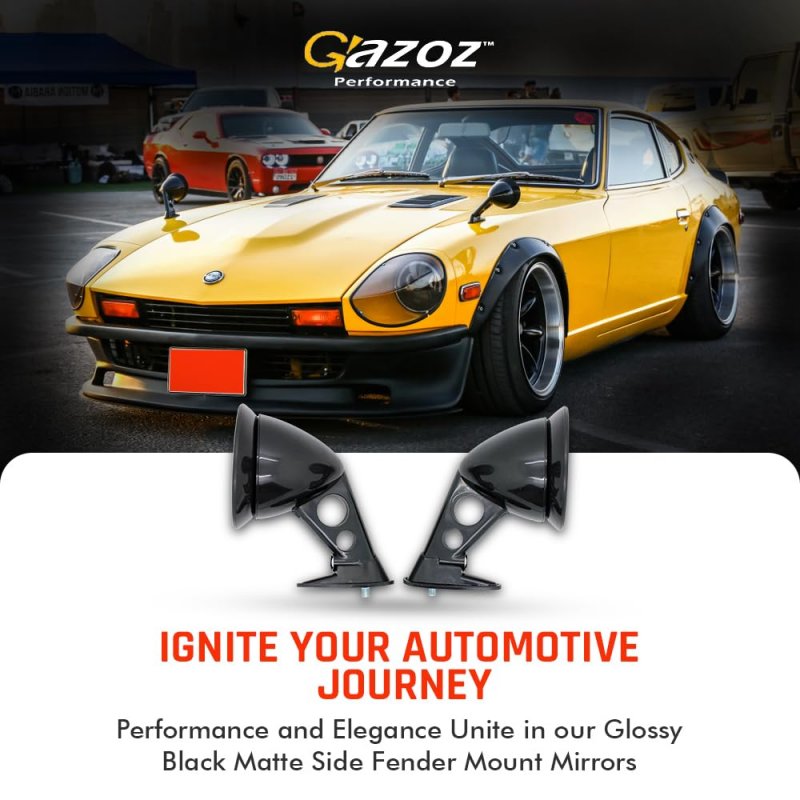Black Gt Side Fender Mount Mirrors For Datsun 240z 260z 280z 510 Universal Fit Rearview Blind Spot Abs Plastic Exterior