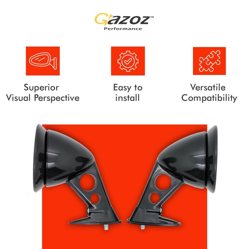 Black Gt Side Fender Mount Mirrors For Datsun 240z 260z 280z 510 Universal Fit Rearview Blind Spot Abs Plastic Exterior