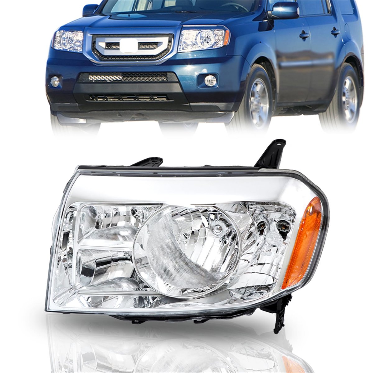 Headlight Assembly Replacement For Pilot 2009 2010 2011 Driver Side Left Halogen Lighting Clear Lens Chrome Housing 33150szaa01