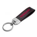 Ipick Image Made For Nissan In Red Real Black Carbon Fiber Loop Strap Key Chain With Stitching