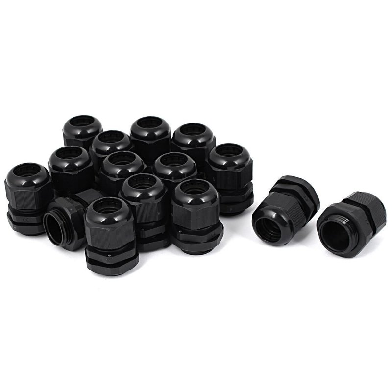 M20x1 5 Type Plastic Waterproof Cable Gland Connector Black 15pcs
