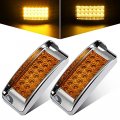 Partsam 2pcs X 6 Rectangular Trailer Marker Led Lights 21 Diodes With Chrome Plastic Light Bezel W Visors Amber 2 Turn Signal 