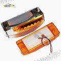 Partsam 2pcs X 6 Rectangular Trailer Marker Led Lights 21 Diodes With Chrome Plastic Light Bezel W Visors Amber 2 Turn Signal