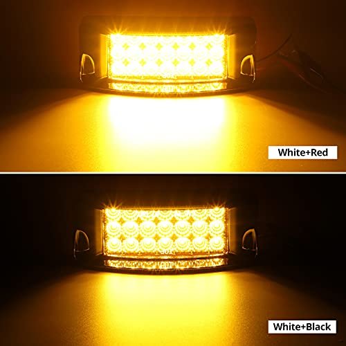 Partsam 2pcs X 6 Rectangular Trailer Marker Led Lights 21 Diodes With Chrome Plastic Light Bezel W Visors Amber 2 Turn Signal