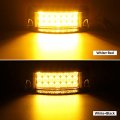 Partsam 2pcs X 6 Rectangular Trailer Marker Led Lights 21 Diodes With Chrome Plastic Light Bezel W Visors Amber 2 Turn Signal