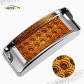 Partsam 2pcs X 6 Rectangular Trailer Marker Led Lights 21 Diodes With Chrome Plastic Light Bezel W Visors Amber 2 Turn Signal
