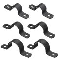 6pcs Metal Pipe Clamps 3 Sizes Carbon Steel Two Hole Strap U Bracket Tube Clip Conduit For Fixing Wire Cord Installation 