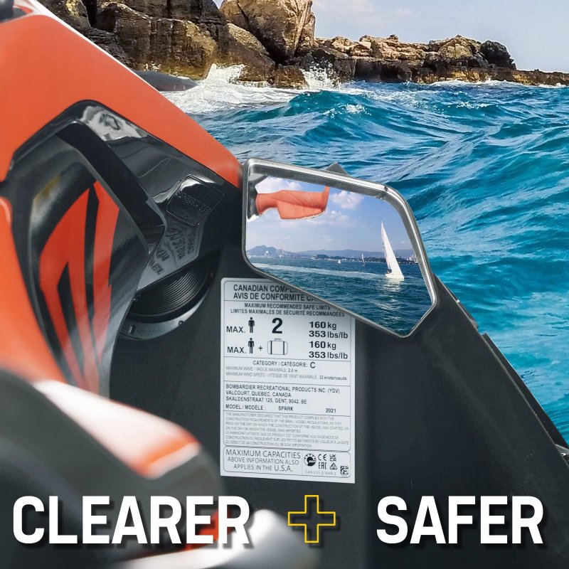 A Utv Pro Durable Rugged Convex Lens Side Mirrors For Sea Doo Spark All Models Rear View Sea-doo Accessories Replace Oem