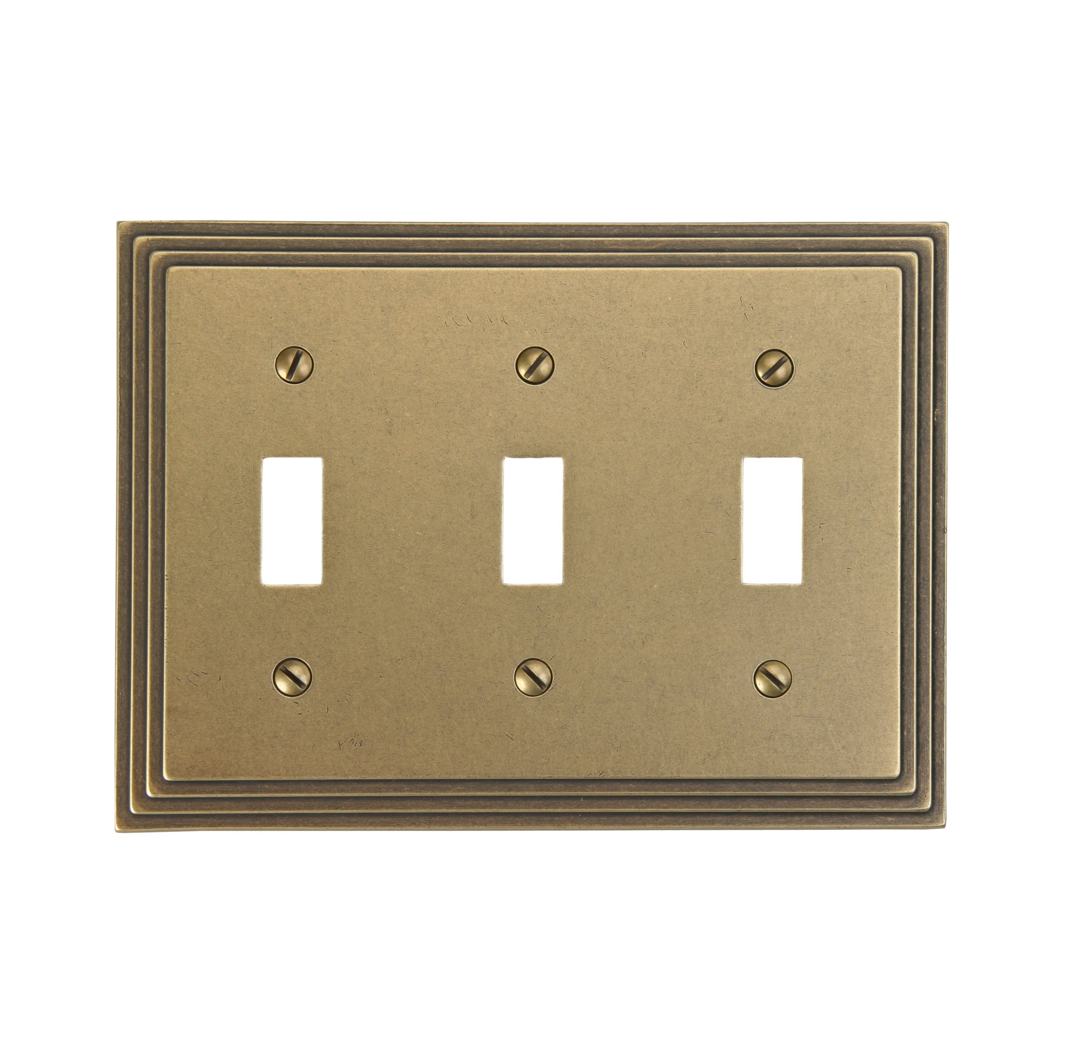 Amerelle 84tttrb Steps Cast Metal Triple Toggle Wallplate Rustic Brass