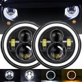Aumotop 7 Inch Car Motorcycle Led Headlight With Drl Turn Signal Low Beam High H4 Round Ip67 Waterproof White Amber 2pcs 