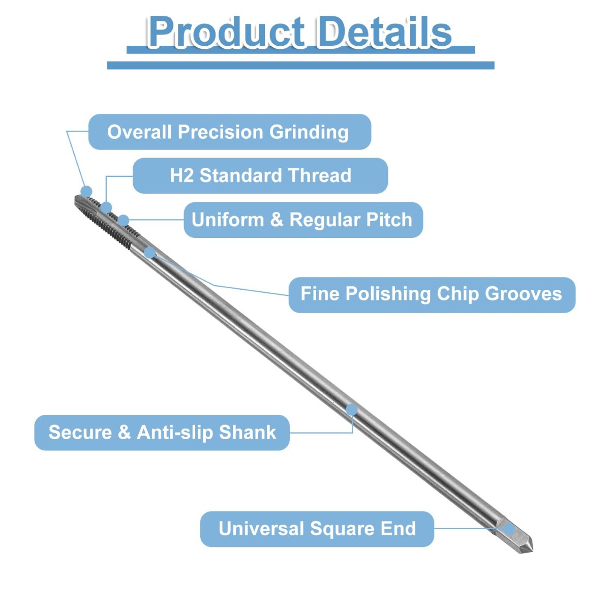 2pcs Straight Flute Thread Taps M5 X 0 8 H2 150mm Extra Long Metric Screw Machine Tap Threading Tapping Tools High-speed Steel