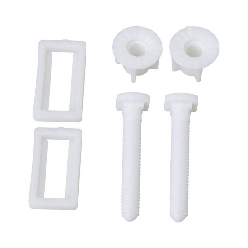 White Rectangular Shaped Toilet Seat Hinge Bolts Nuts Cover Square Frame Screws Pack Of 2