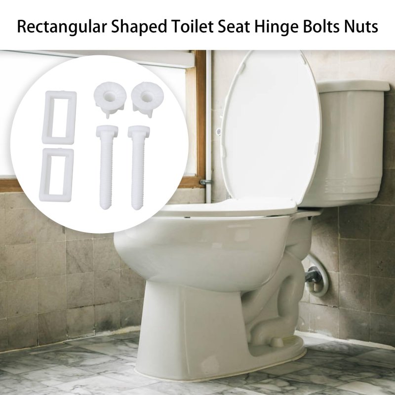 White Rectangular Shaped Toilet Seat Hinge Bolts Nuts Cover Square Frame Screws Pack Of 2