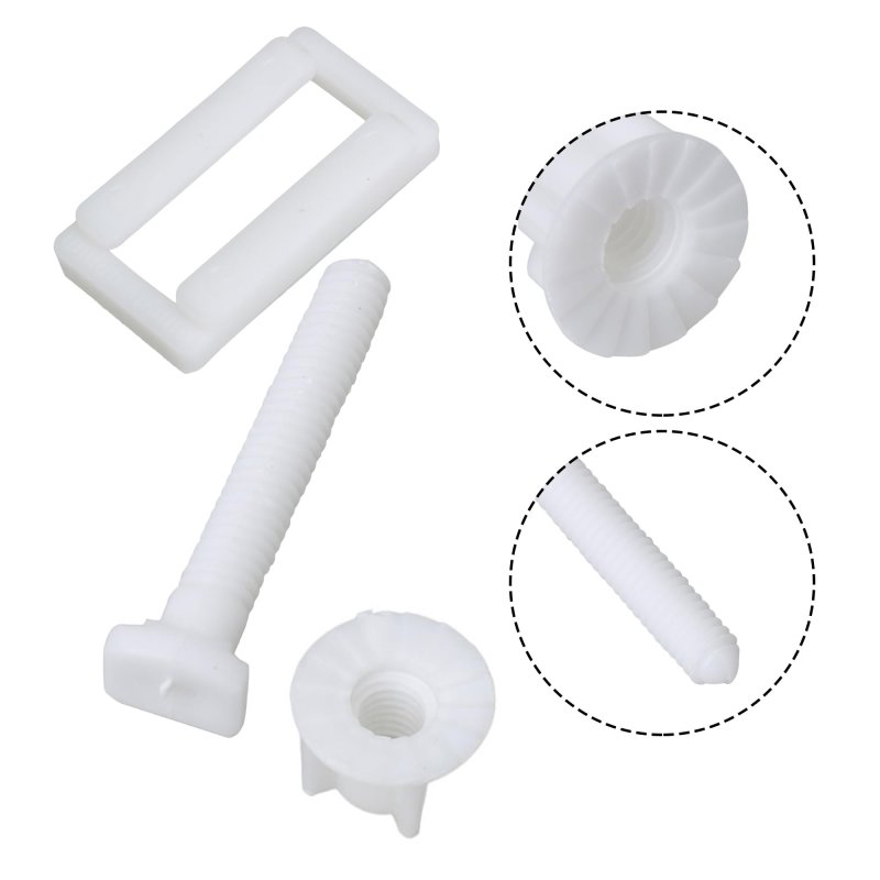 White Rectangular Shaped Toilet Seat Hinge Bolts Nuts Cover Square Frame Screws Pack Of 2