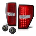 Red Lens Premium Led Tail Light Assembly Full-led License Plate Lamp Housing Replacement Bundle For 2009-2014 Ford F150 Pickup 